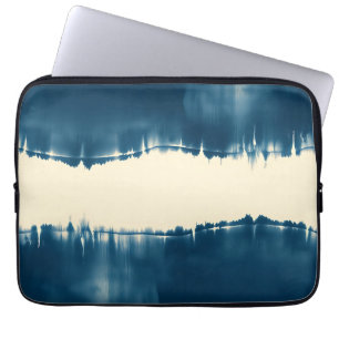 Indigo Shibori Abstract Modern Horizontal Laptop Sleeve