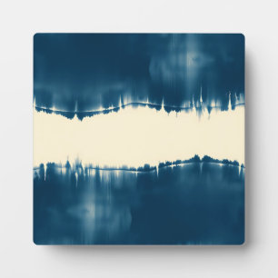 Indigo Shibori Abstract Modern Horizontal Plaque