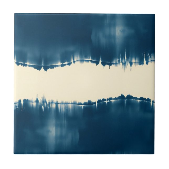 Indigo Shibori Abstract Modern Horizontal Tile (Front)