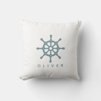 Indigo Ship's Wheel  Decorative Pillow