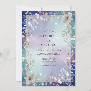 Indigo Silver Foliage Sage Wedding Invitation
