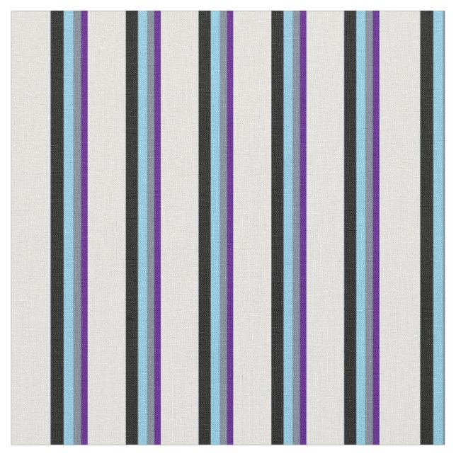 Indigo, Slate Grey, Sky Blue, Black & Light Cyan Fabric (Close Up)