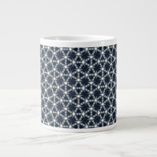 Indigo Snowflower Lattice Large Coffee Mug