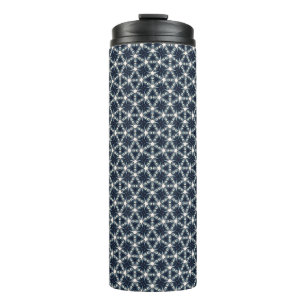 Indigo Snowflower Lattice Thermal Tumbler