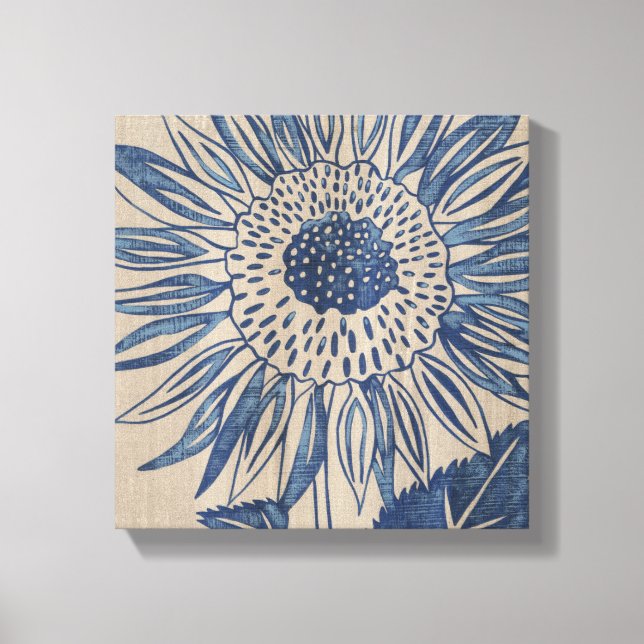 Indigo Sunflower Canvas Print (Front)