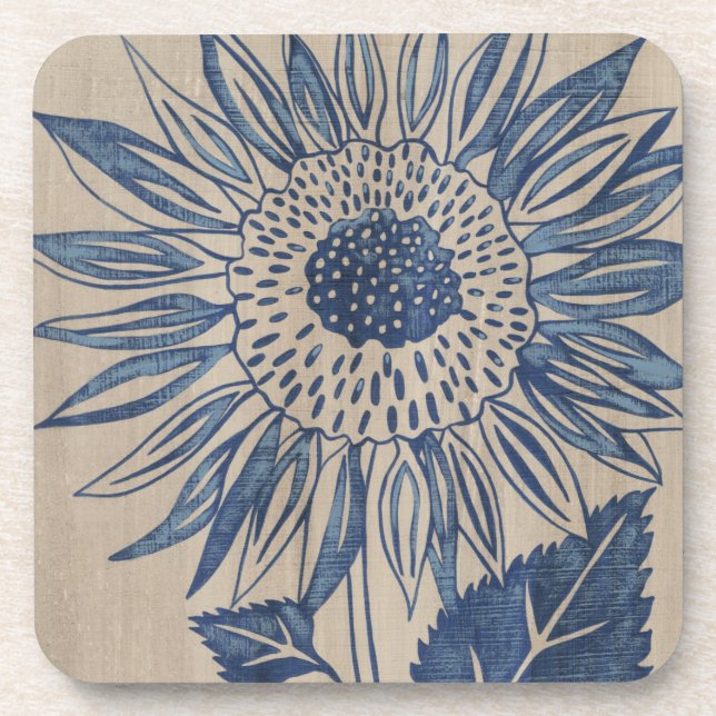 Indigo Sunflower Coaster (Front)