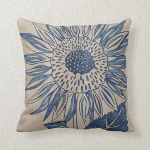 Indigo Sunflower Cushion