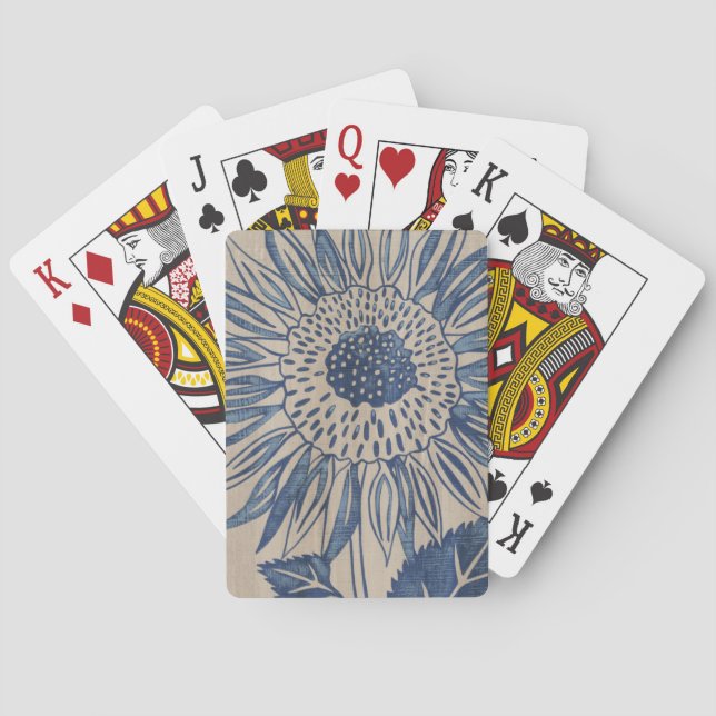 Indigo Sunflower Playing Cards (Back)