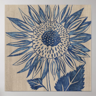 Indigo Sunflower Poster