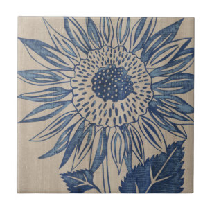 Indigo Sunflower Tile