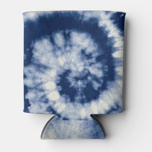 Indigo swirl, tie-dye, bohemian. can cooler