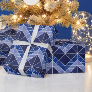 Indigo Tangram Wrapping Paper