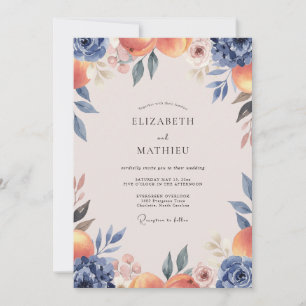 Indigo Terracotta Leafy Wedding Invitation