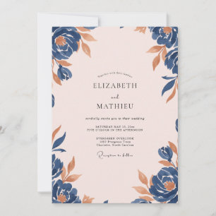 Indigo Terracotta Painted Wedding Invitation