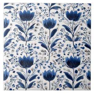 Indigo Tulip Botanical Garden Tile