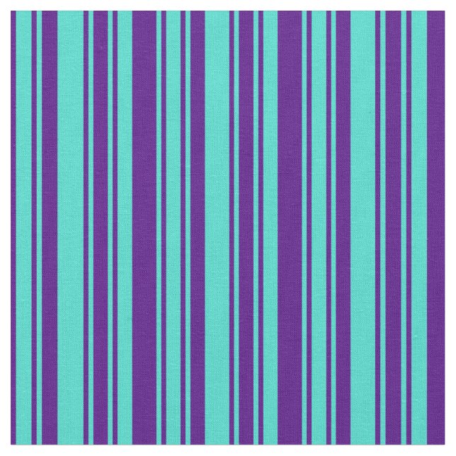 Indigo & Turquoise Coloured Stripes Fabric (Close Up)
