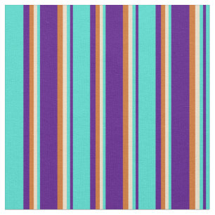 Indigo, Turquoise, Tan & Chocolate Lines Fabric