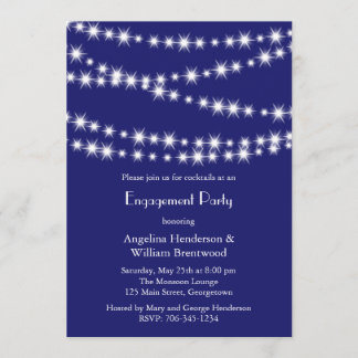 Indigo Twinkle Lights Engagement Invitation
