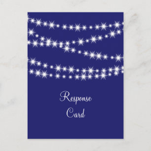 Indigo Twinkle Lights RSVP Invitation Postcard