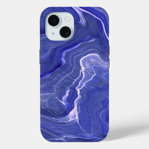Indigo Violet Agate Marble Abstraction iPhone 15 Case