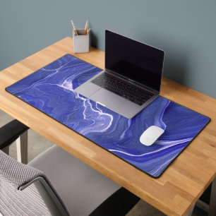 Indigo Violet Agate Marble Abstraction Desk Mat