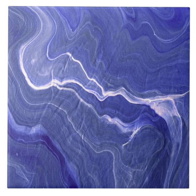 Indigo Violet Agate Marble Abstraction Tile (Front)