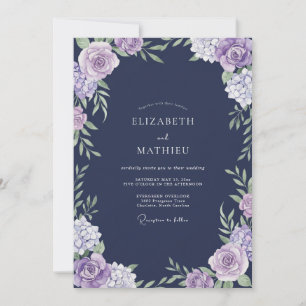 Indigo Violet Foliage Eucalyptus Wedding Invitation