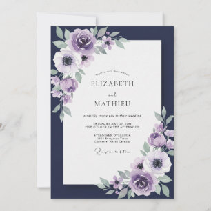 Indigo Violet Painted Wedding Invitation