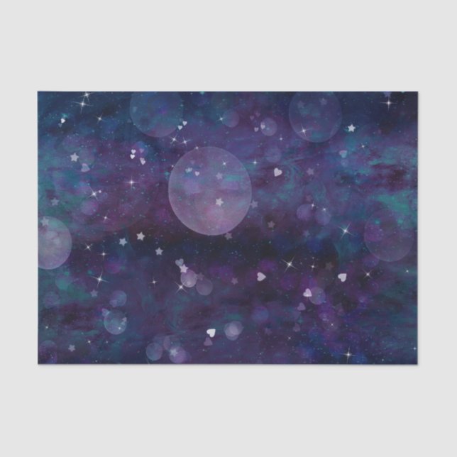 Indigo Violet Pretty Sparkle Lights Hearts & Stars Tissue Paper (Front)