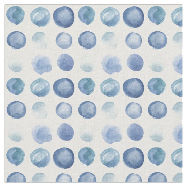 Indigo Watercolor Circles Fabric by Margaret Juul (Close Up)