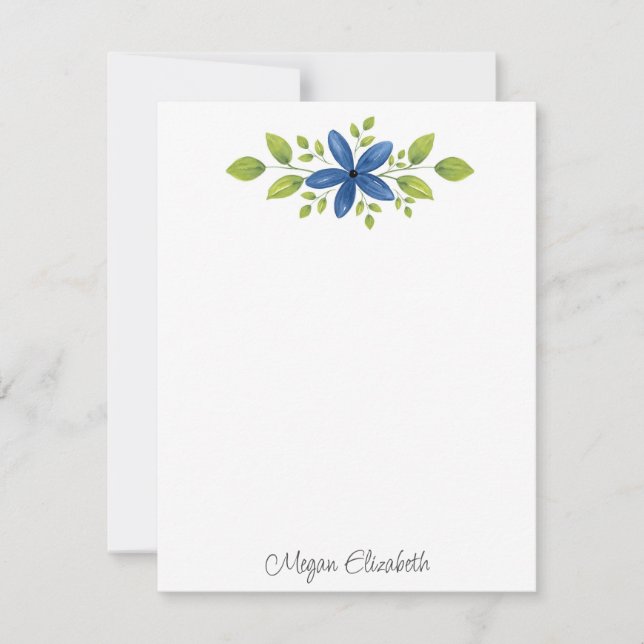 Indigo Watercolor Floral Swag 2 Card (Front)