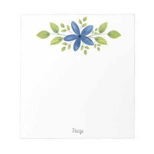 Indigo Watercolor Floral Swag 2 Notepad