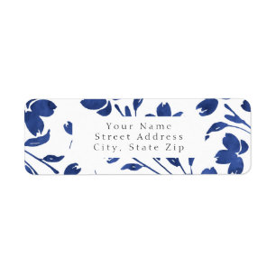 Indigo Watercolor Flower Stems