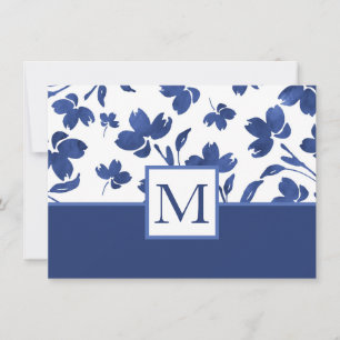 Indigo Watercolor Flower Stems Card