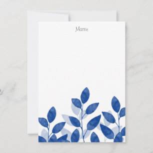 Indigo Watercolor Leaves Card