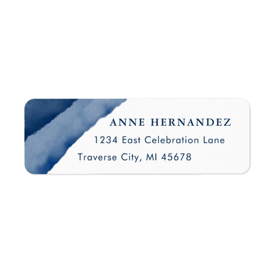 Indigo Watercolor Modern Return Address Labels