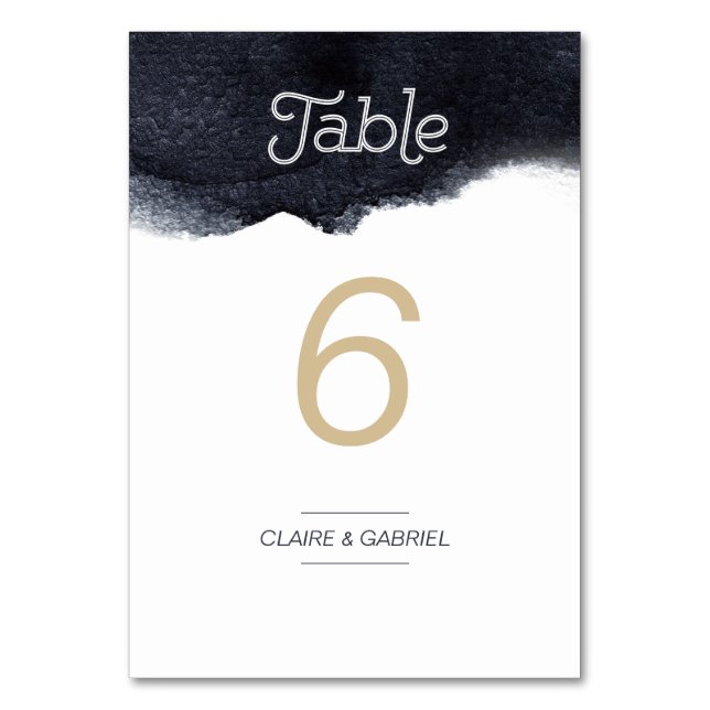 Indigo watercolor modern simple party table number (Back)