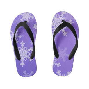 Indigo White Snowflakes Minimalist Christmas Kid's Flip Flops