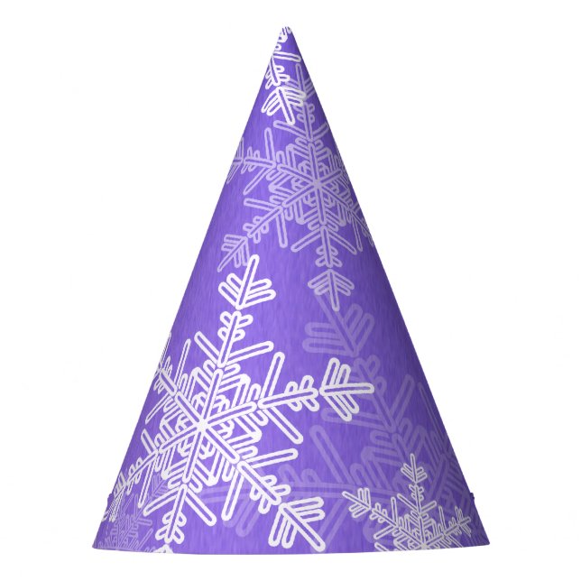 Indigo White Snowflakes Minimalist Christmas Party Hat (Front)