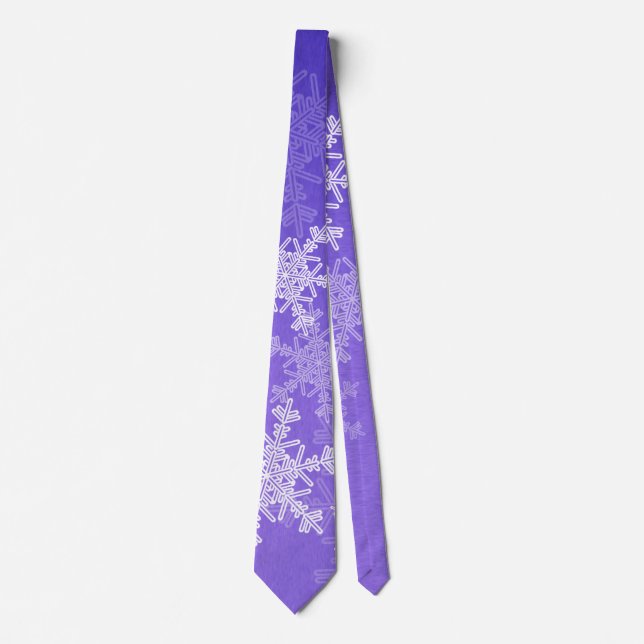 Indigo White Snowflakes Minimalist Christmas Tie (Front)