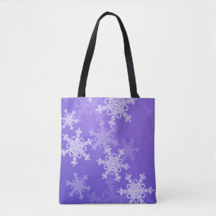 Indigo White Snowflakes Minimalist Christmas Tote Bag