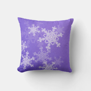 Indigo White Snowllakes Minimalist Christmas Cushion