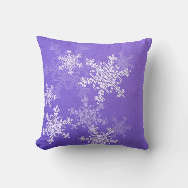 Indigo White Snowllakes Minimalist Christmas Cushion (Front)