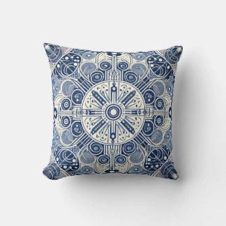 Indigo & White Symmetrical Design Cushion