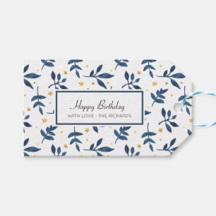 Indigo with gold faux stars gift tags