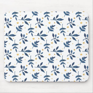 Indigo with gold faux stars mouse mat