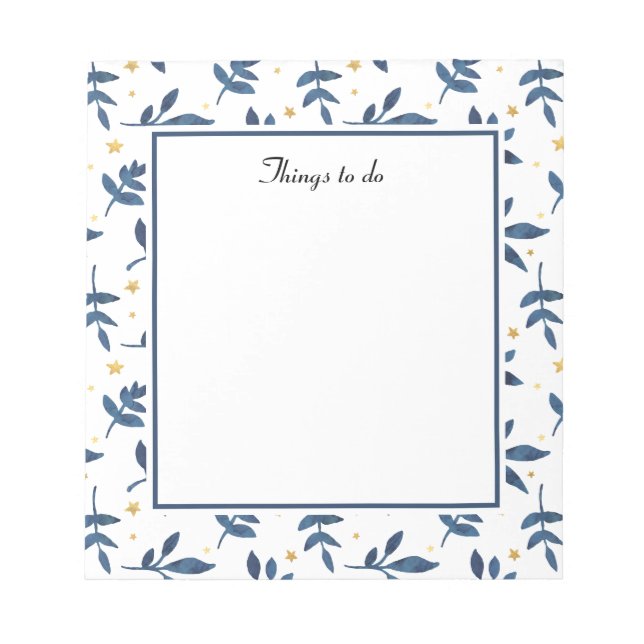 Indigo with gold faux stars notepad (Front)