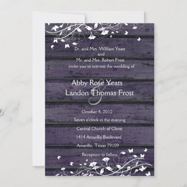Indigo Wood Wedding Invitation (Front)