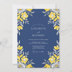 Indigo Yellow Petal Wedding Invitation