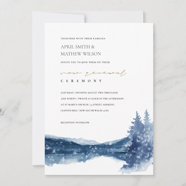 INDIGOBLUE MOUNTAIN LAKE SNOW VOW RENEWAL INVITE (Front)